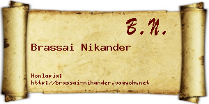 Brassai Nikander névjegykártya